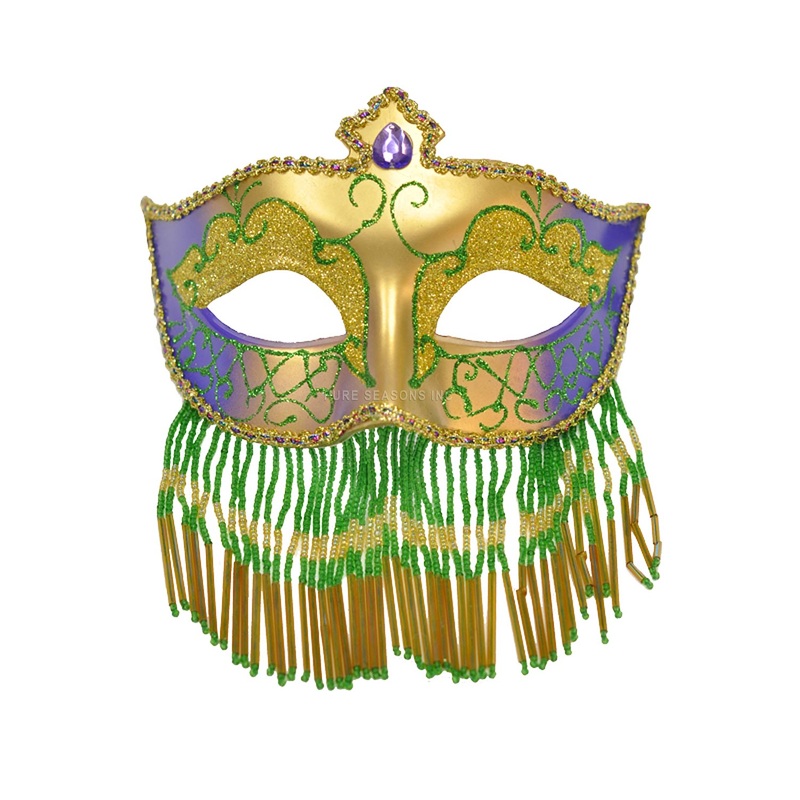 Mardi Gras Veil Mask (Gold)