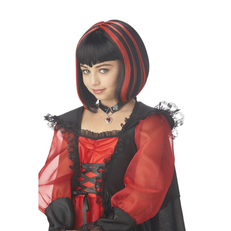 Vampire Girl Costume Wig - Black/Red
