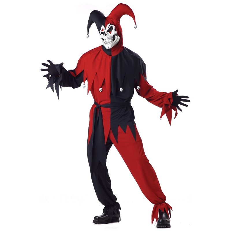 Wicked Evil Jester Adult Costume (Red/Black) Small