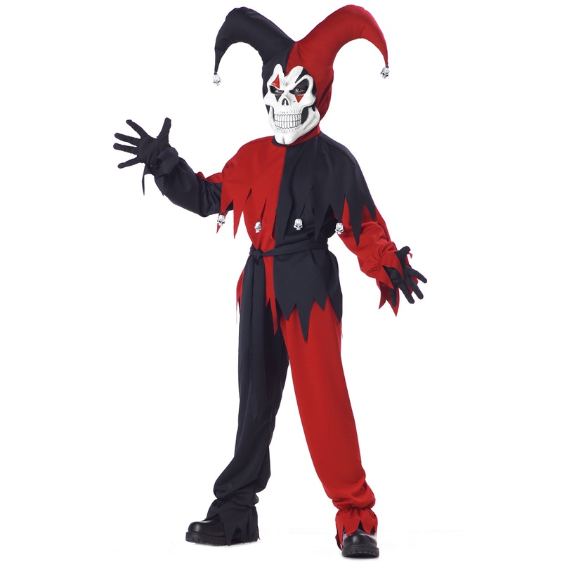 Wicked Evil Jester Child Costume (Red/Black) Small