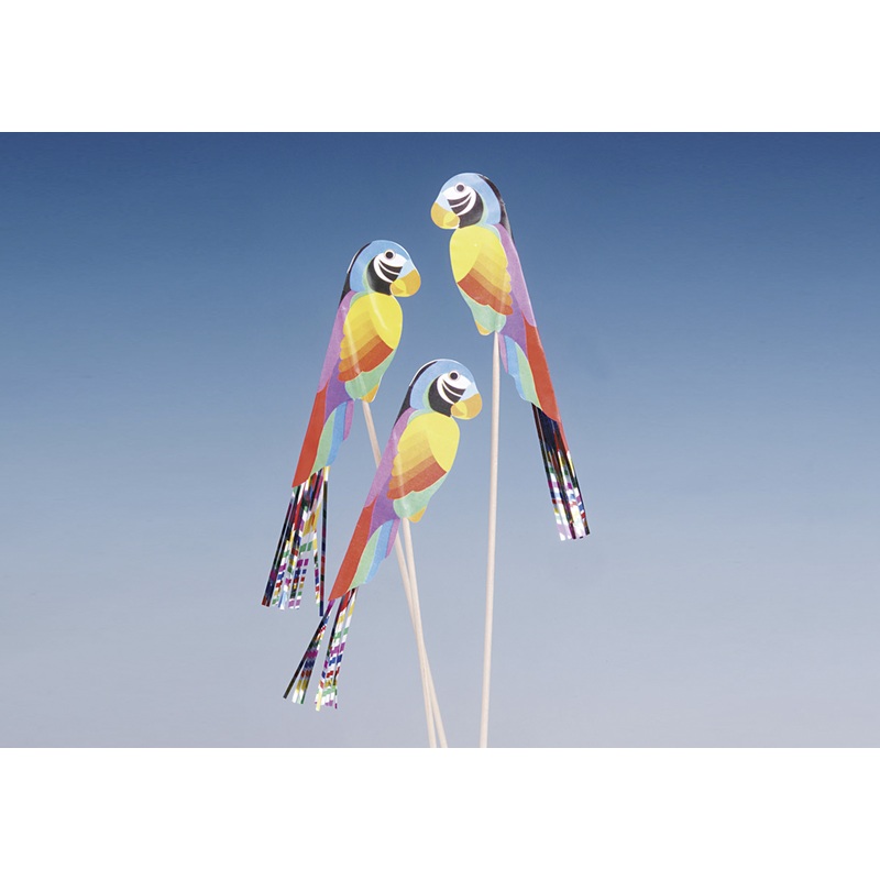 100 Tropical Parrots Party Skewers 19cm