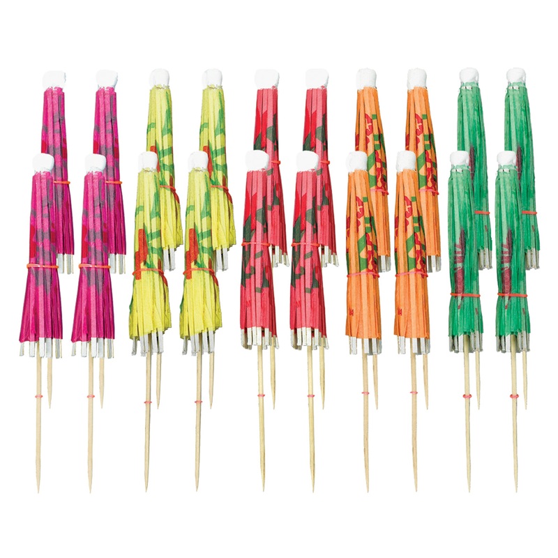 20 Tropical Cocktail Umbrella Picks 10cm