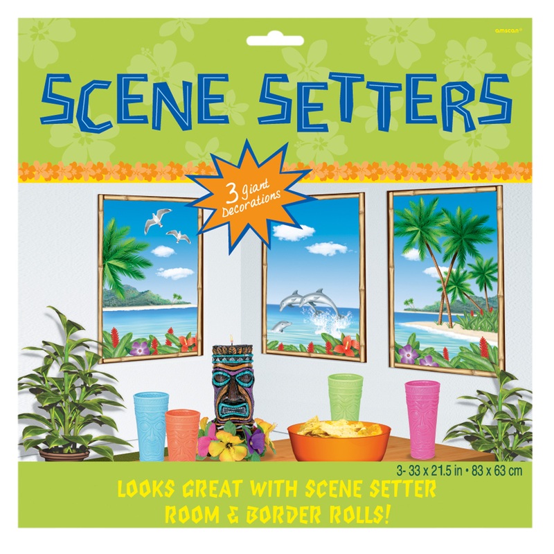 3 Tropical Beach Scene Setters 85 x 67.3cm