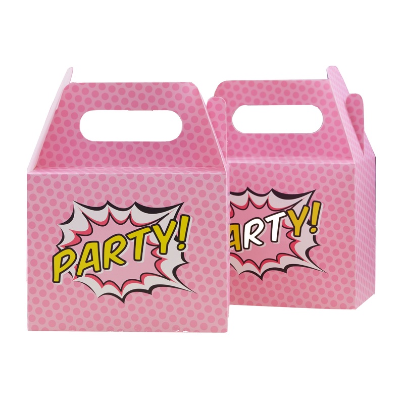 5 pink comic gift boxes party