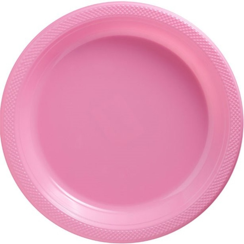 50 light pink plastic plates 26cm