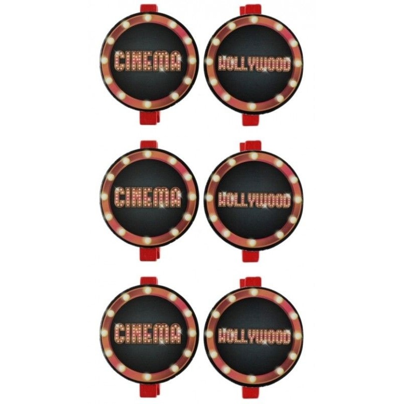 6 Hollywood glass name clips 4cm
