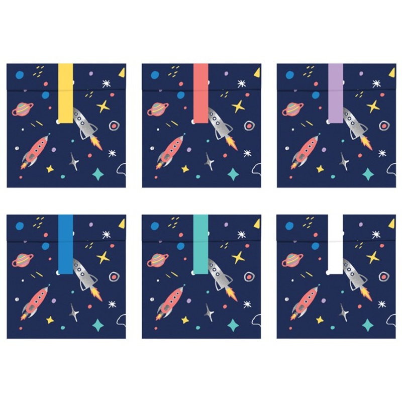 6 space party gift bags 13 x 14cm