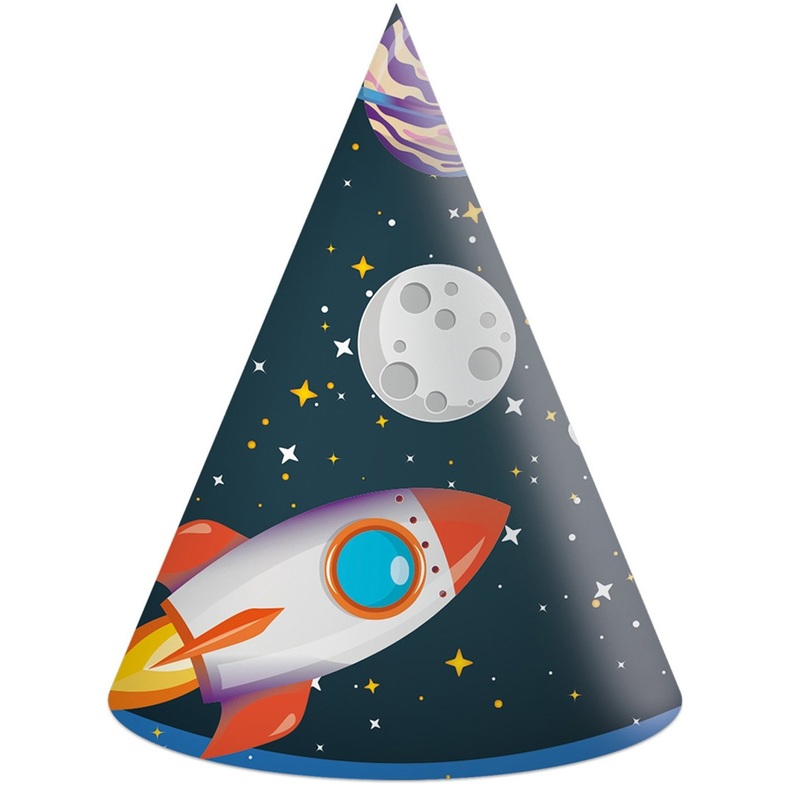 6 Space Rocket FSC Party Hats