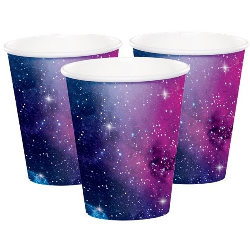 8 Galactic Birthday paper cups 266ml