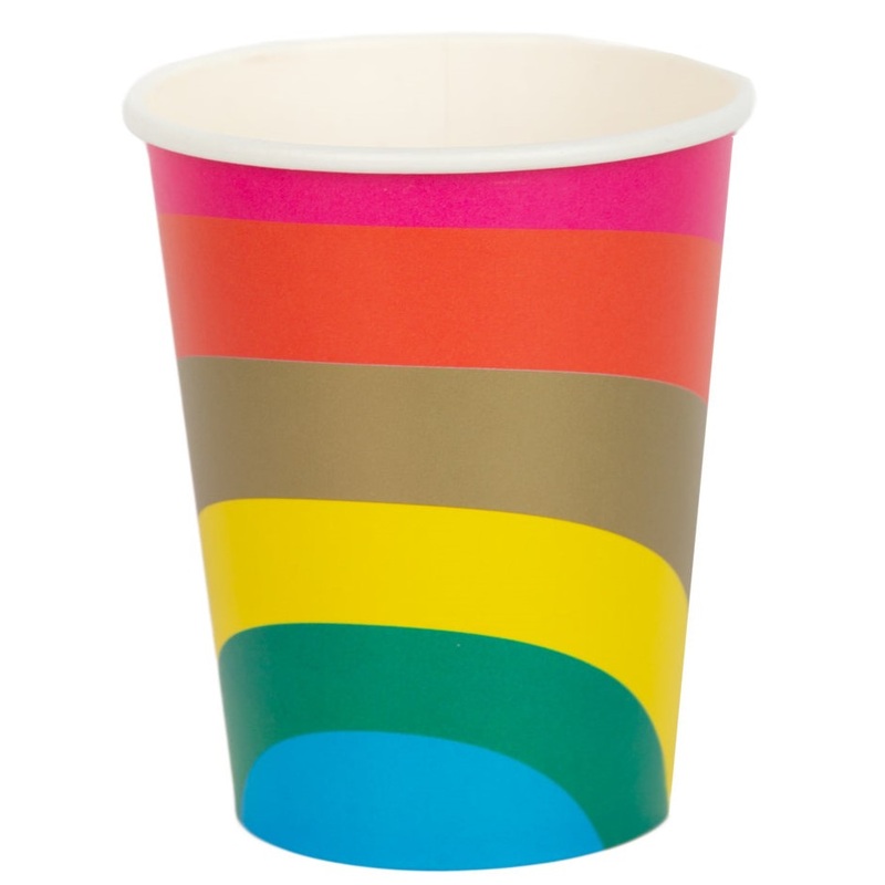 8 Rainbow Splash paper cups 266ml