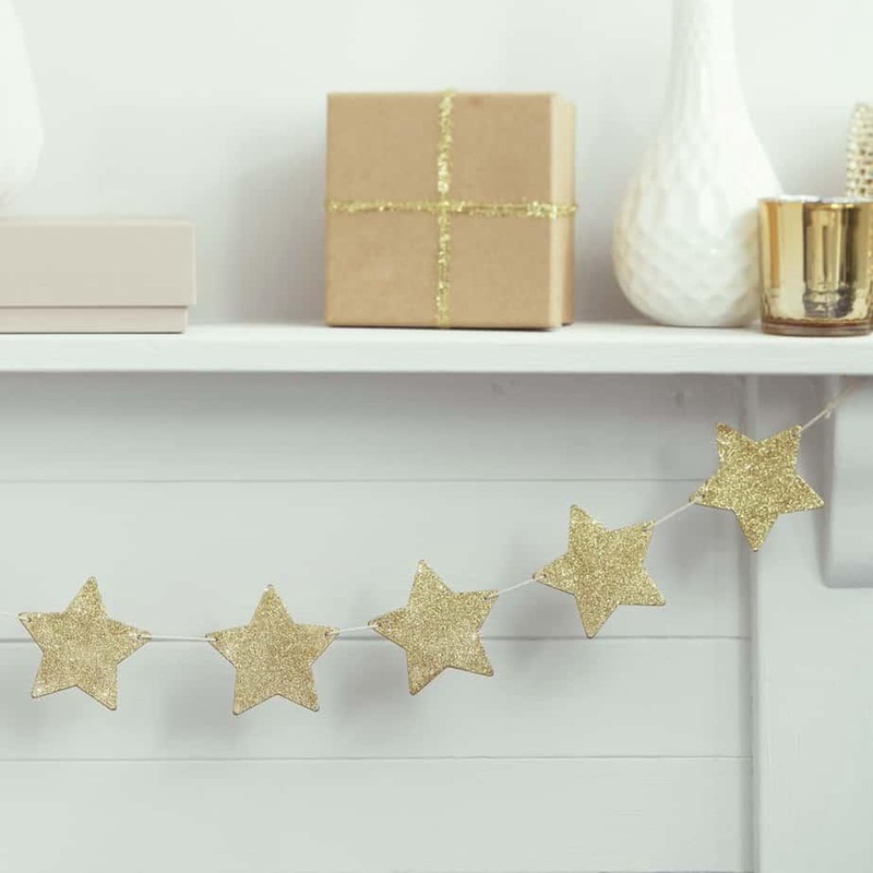 Golden metallic magic wooden star garland 1.2m