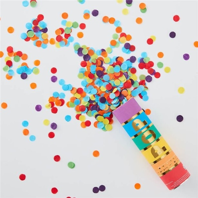 Rainbow confetti cannon