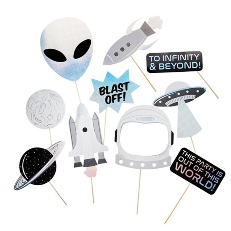 Space party photo props 10 pieces