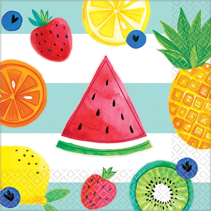 16 tutti frutti napkins 25cm