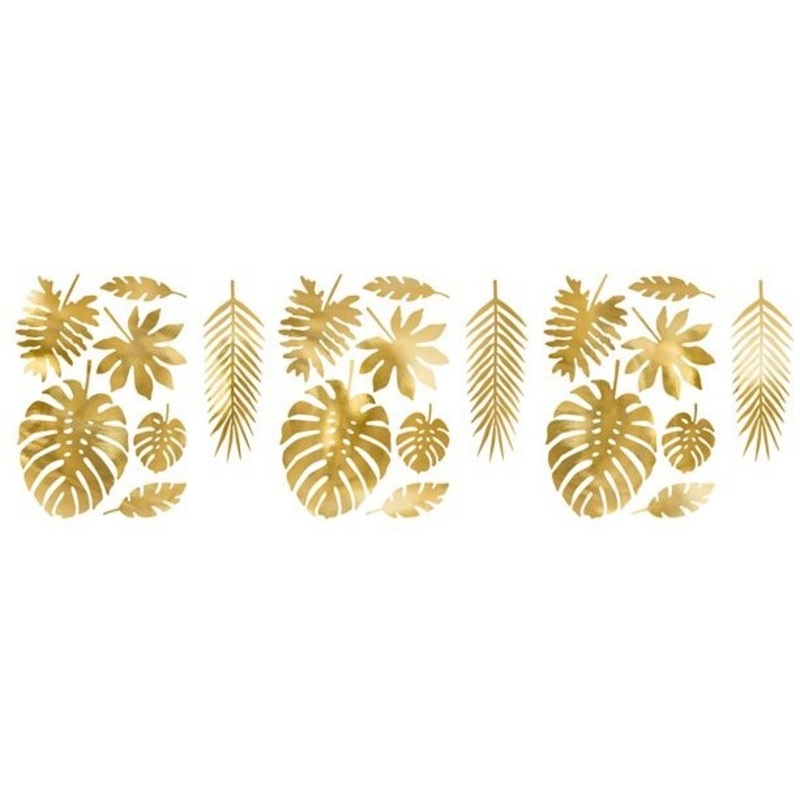 21 tropical decoration palm leaves gold