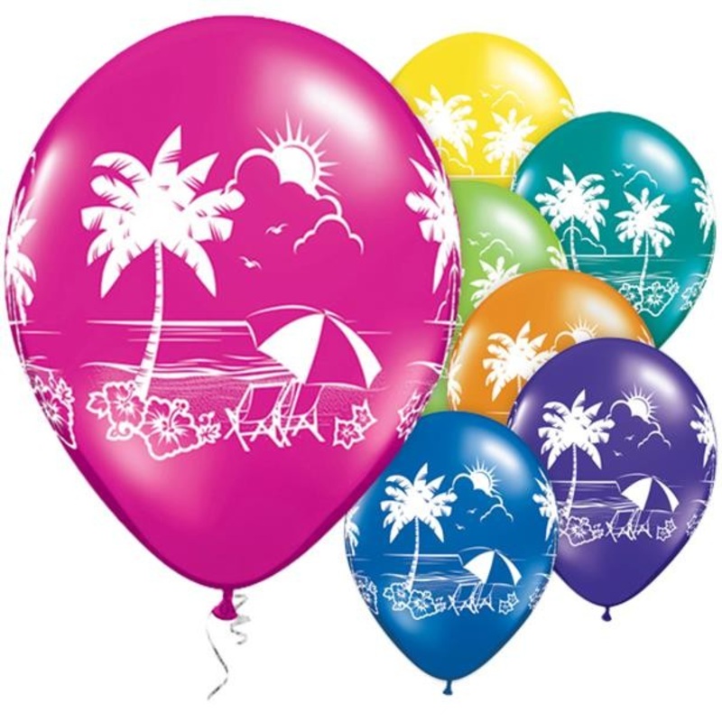 25 tropical beach balloons 28cm