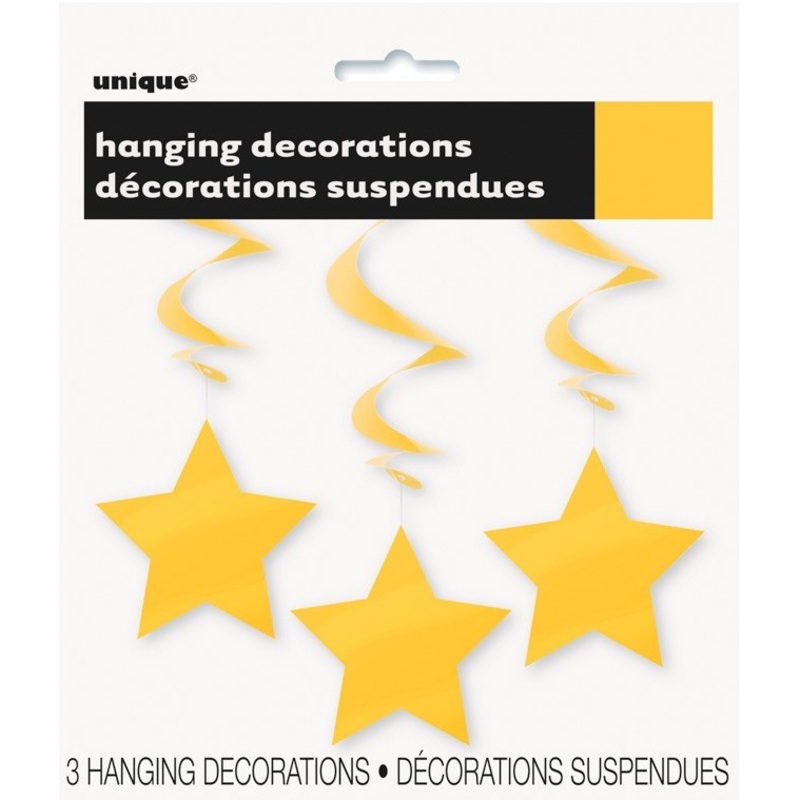 3 Gold Star spiral hangers 66cm