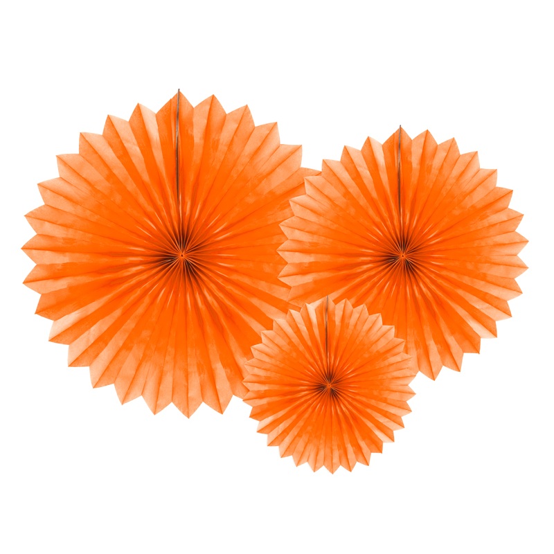 3 paper rosettes party star orange