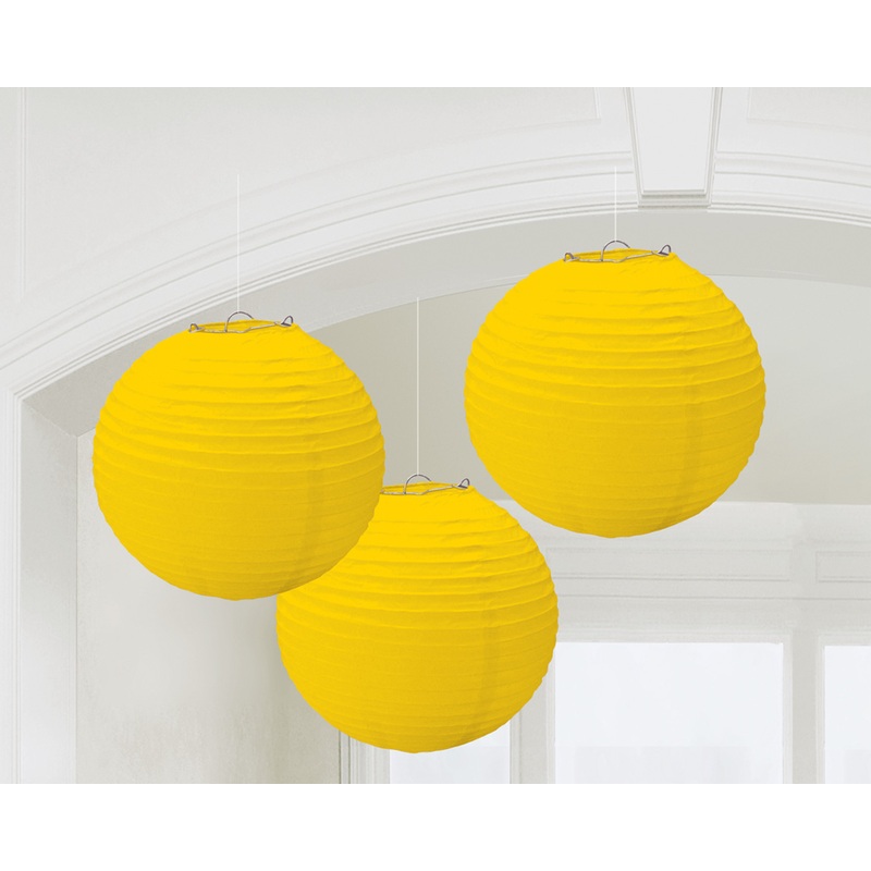 3 yellow lanterns 24cm