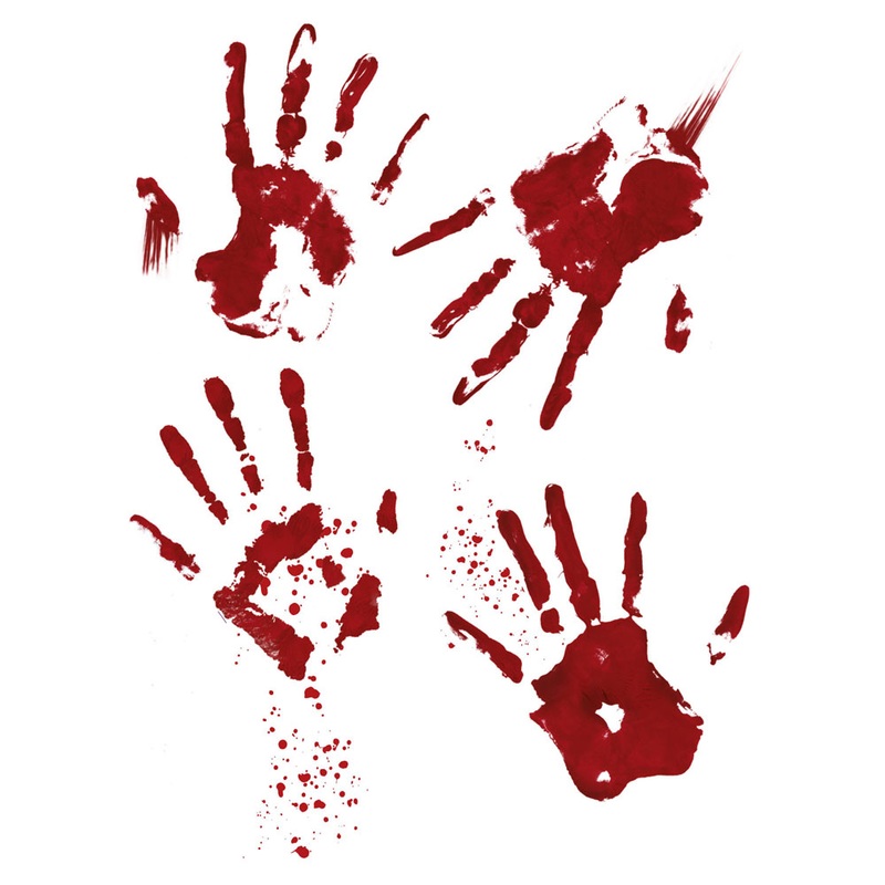 4 bloody handprints window stickers