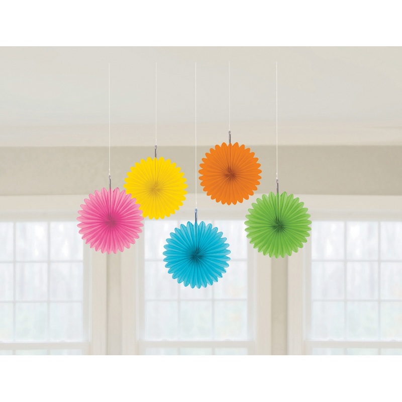 5 colorful paper rosettes Juliane 15cm