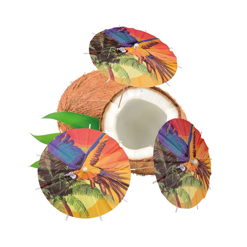 6 colorful Hawaii Beach Cocktail umbrellas