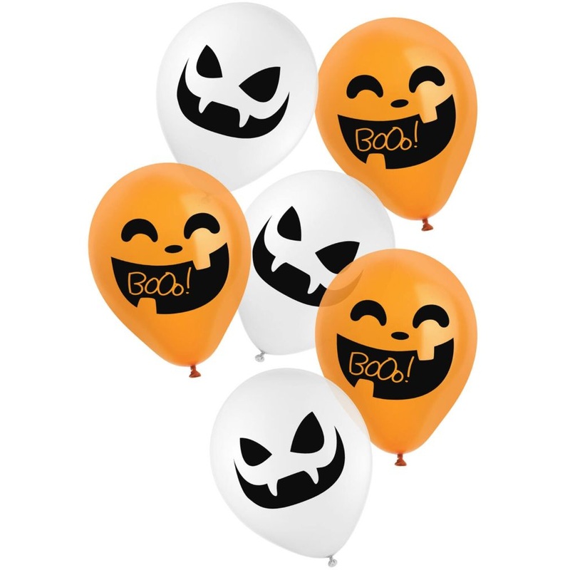 6 Spooky Booo latex balloons 23cm