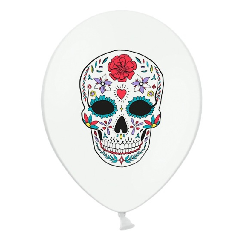 6 Sugar Skull Balloons White 30cm