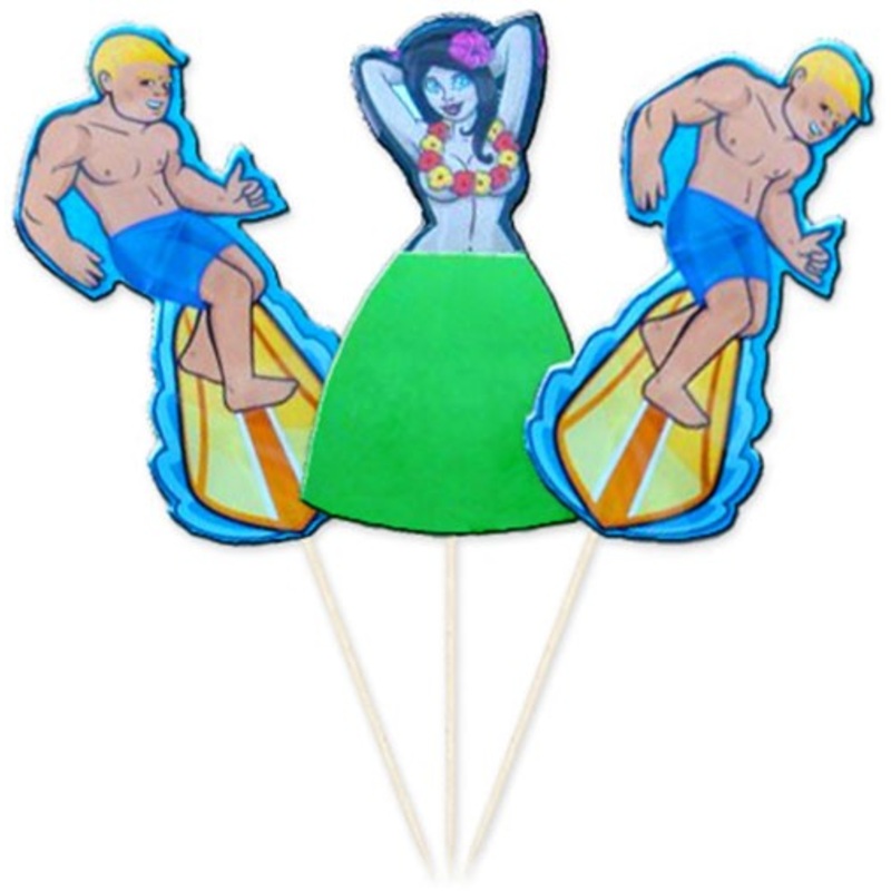 8 Surferboy & Hulagirl skewers 17cm