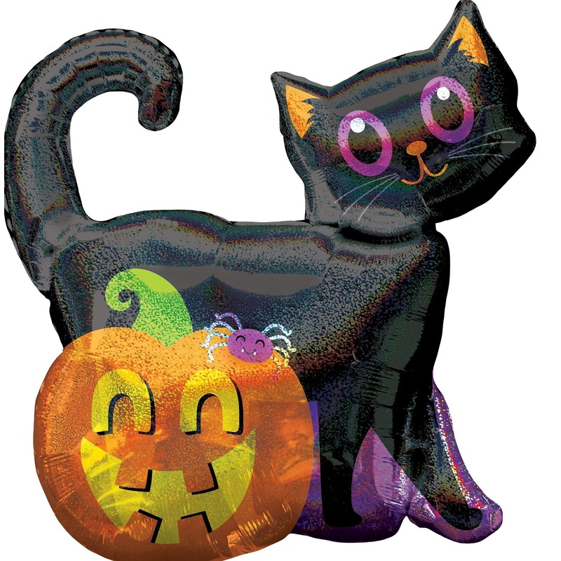 Halloween foil balloon in cats & pumpkin design