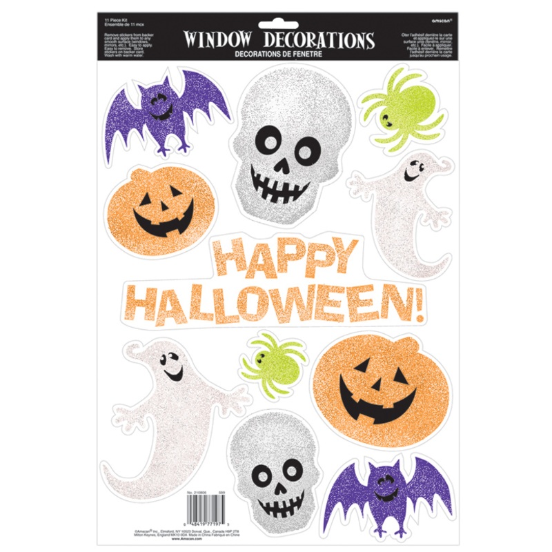 Halloween Party Glittering Window Stickers 11 pieces