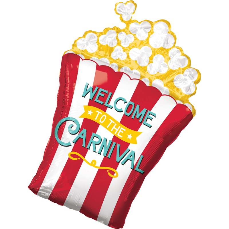 Welcome Carnival Popcorn Foil Balloon 50 x 73cm