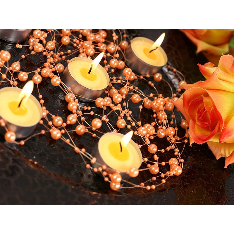 5 pearl garlands Sissi orange 1.3m