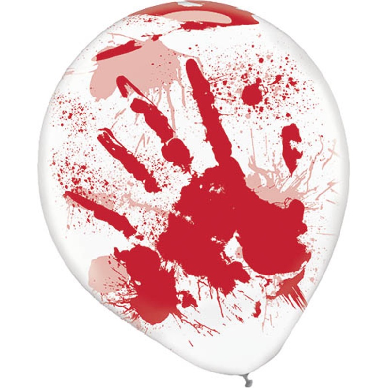 6 Bloody Handprint Halloween Balloons 25cm