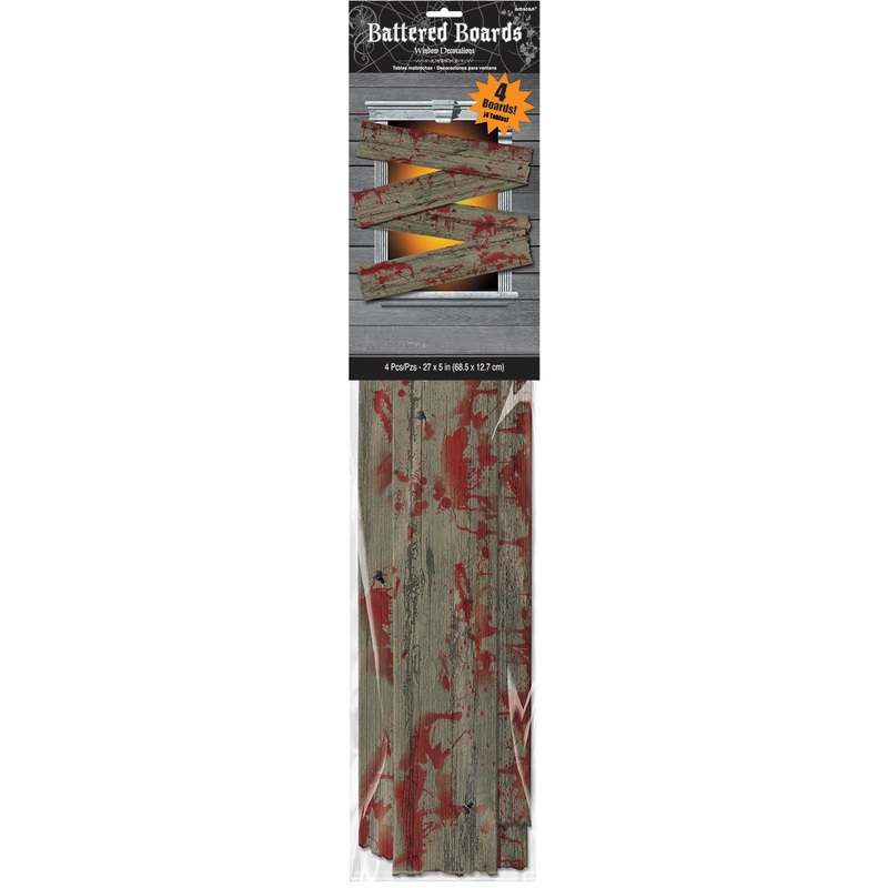Bloody wooden planks window decoration Keep Out 4 pieces