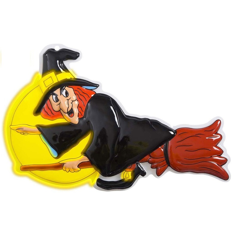 Neon Halloween witch mural 38 x 24cm