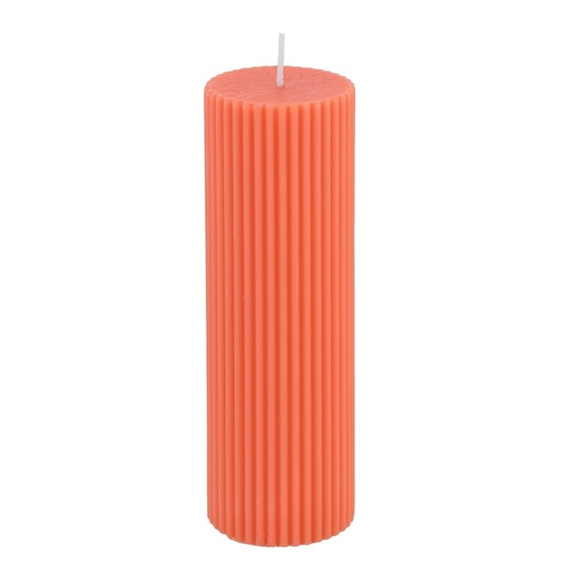 Pillar Candle Fluted Salmon 5 x 15cm