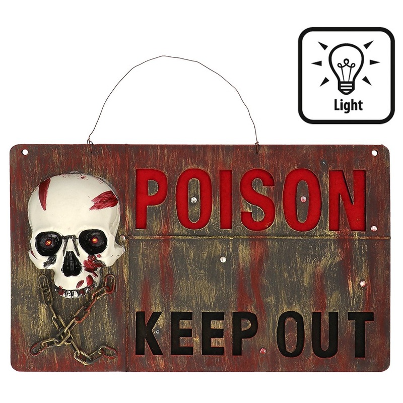 Warning sign "POISON KEEP OUT" with light 50x30cm