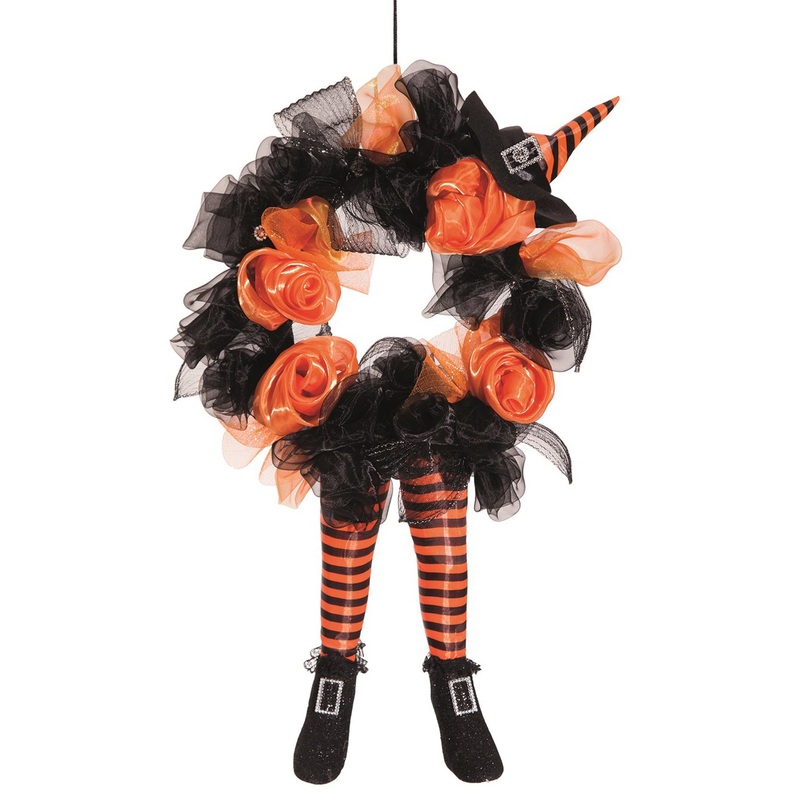 Witches door wreath black-orange 63cm
