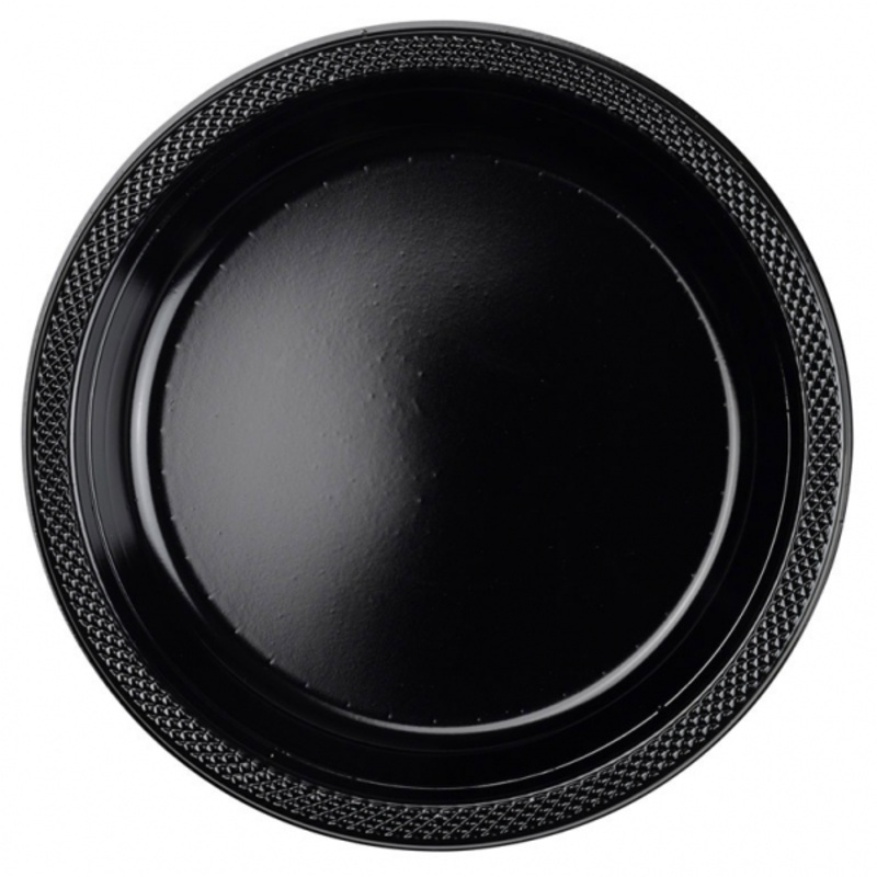 10 plastic plates Partytime black 23cm