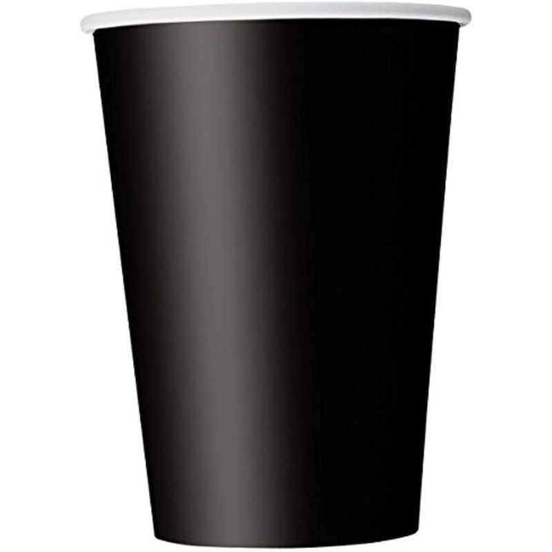 14 paper cups - deep black plain colours 250ml