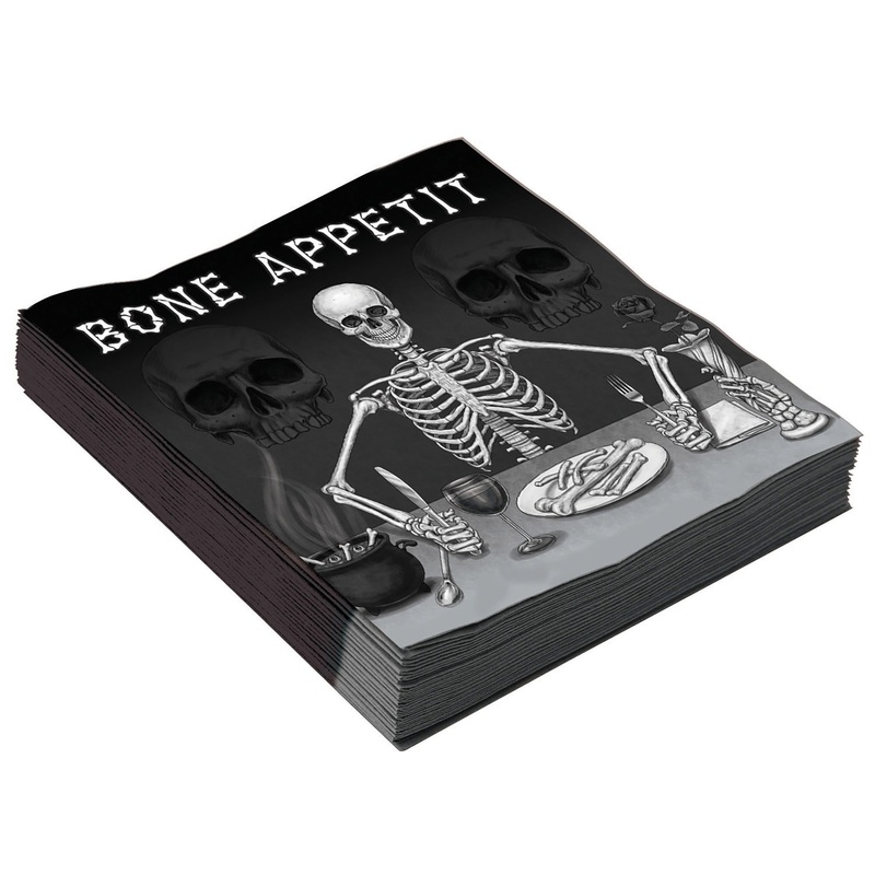 16 bone appetite skeleton paper napkins