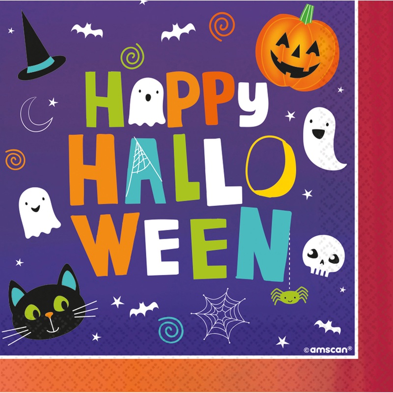 16 Happy Halloween napkins 33cm