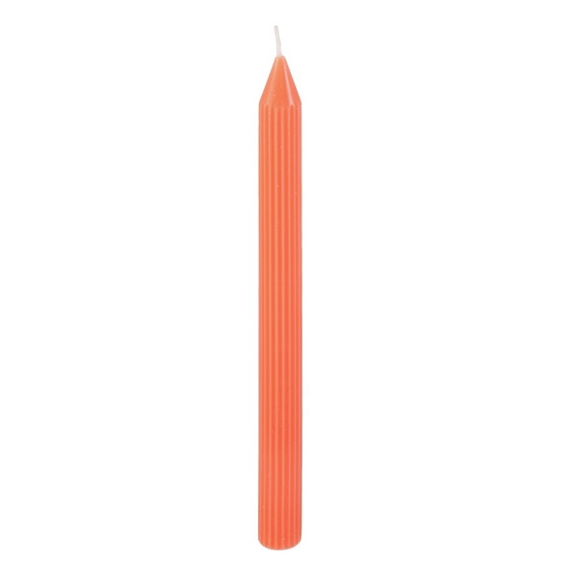 2 Taper Candles Ribbed Salmon 2 x 25cm