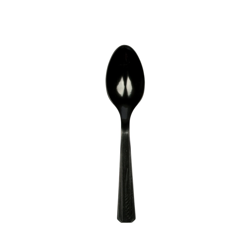 20 black plastic spoons