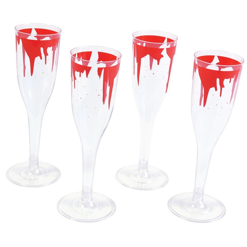 4 bloody champagne glasses