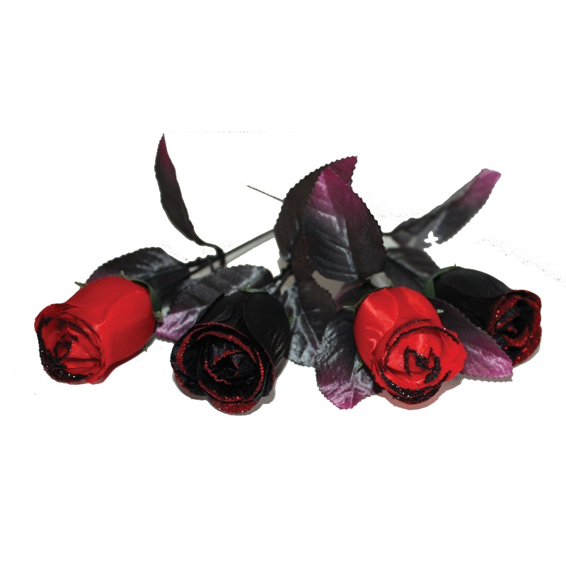 4 Rose Decorations Dark Passion 35cm