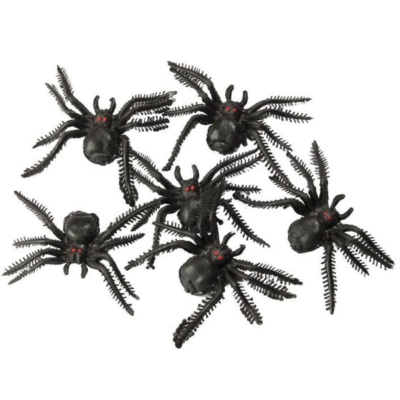 6 hairy spider figures