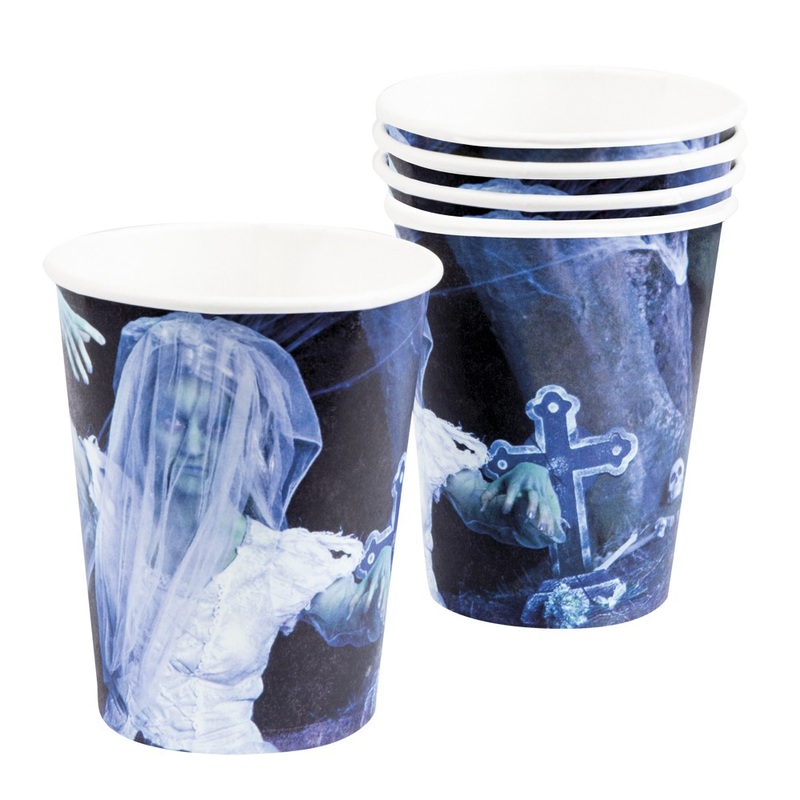 6 zombie scary party paper cups