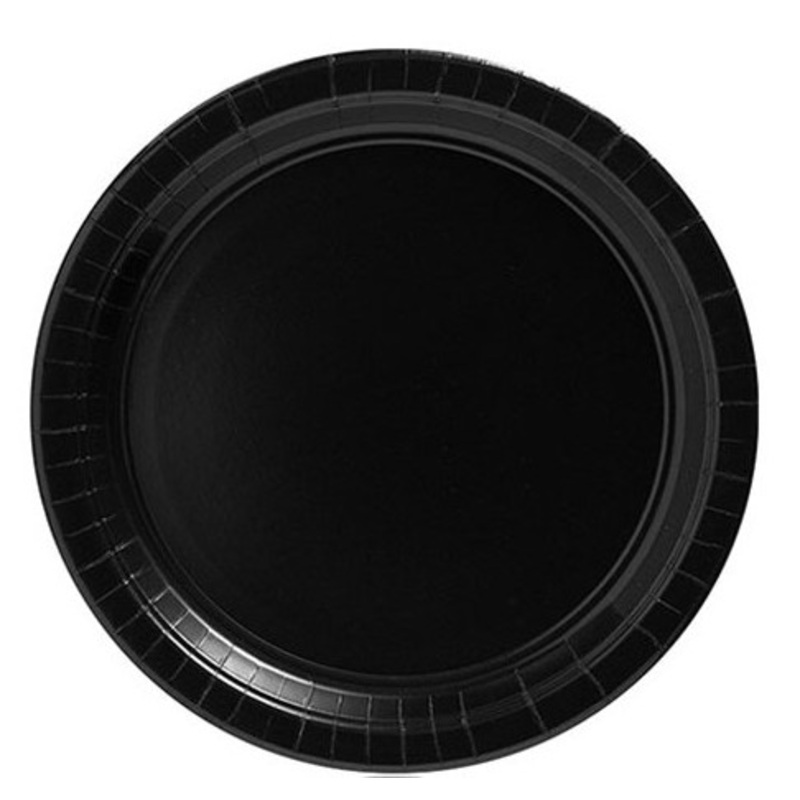 8 black paper plates Geneva 17cm